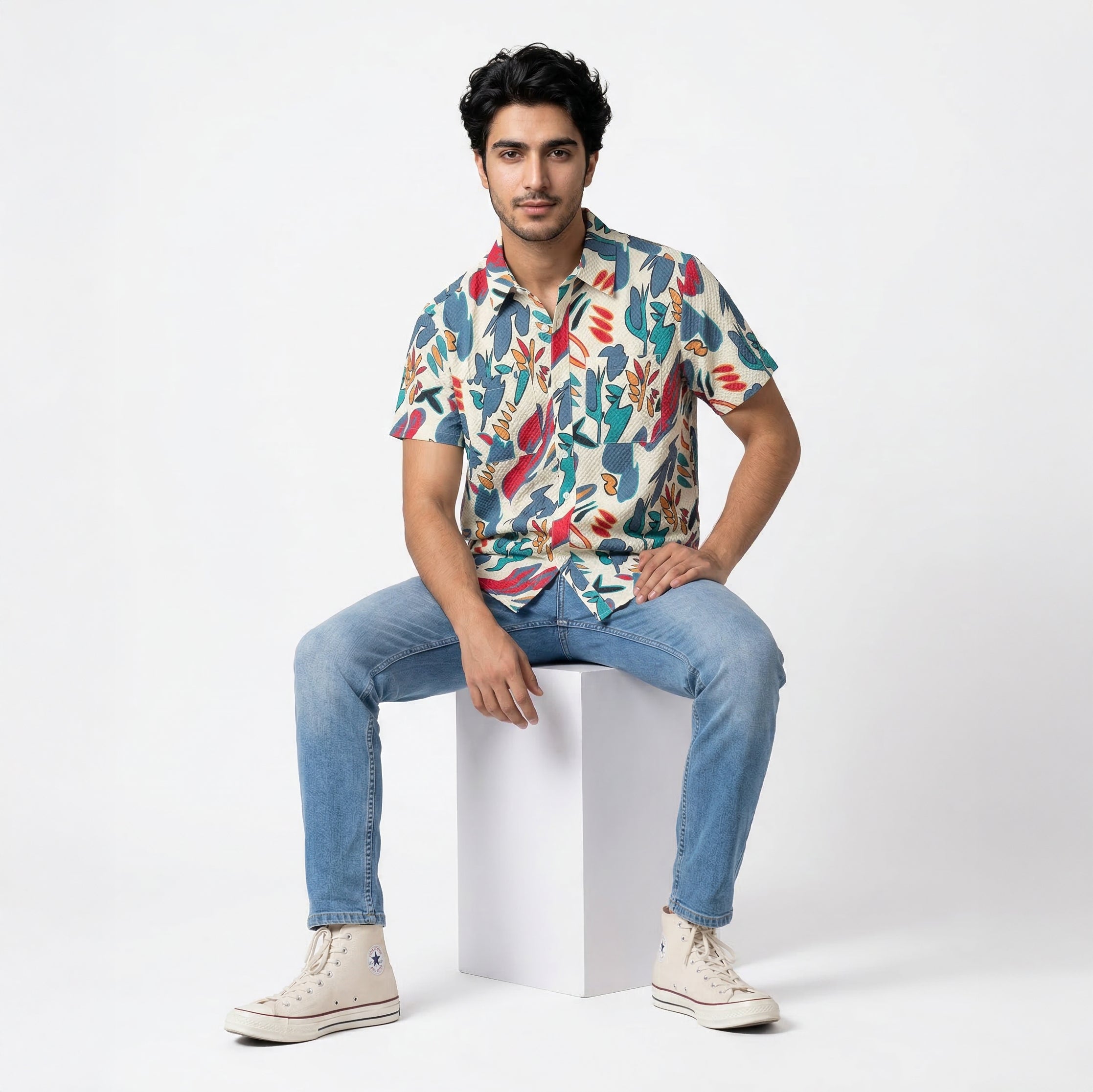 Modern Minimalist Abstract Half Sleeve Shirt