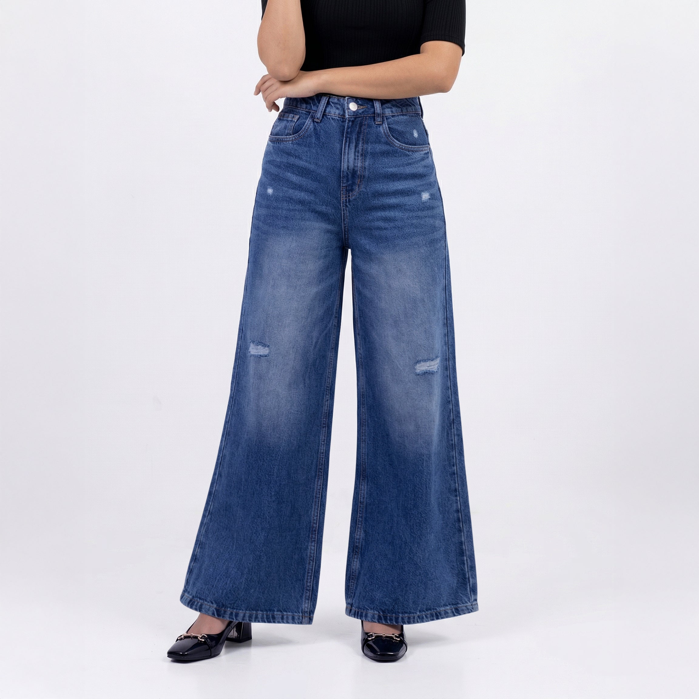 Hexa Stitch High-Waist Baggy Denim