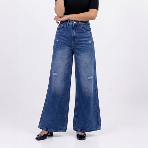 Hexa Stitch High-Waist Baggy Denim