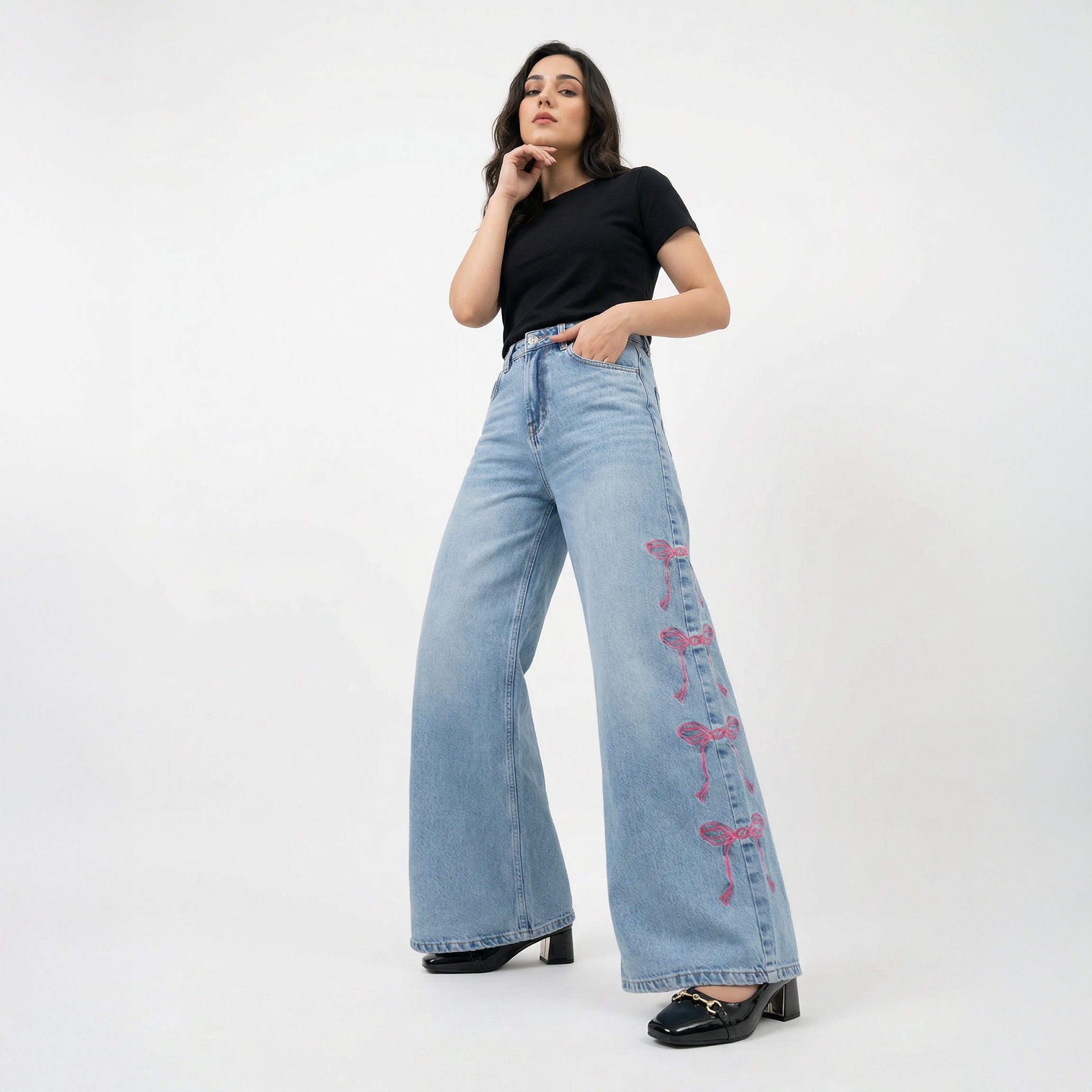 Bella Bow Accent Relaxed Jeans