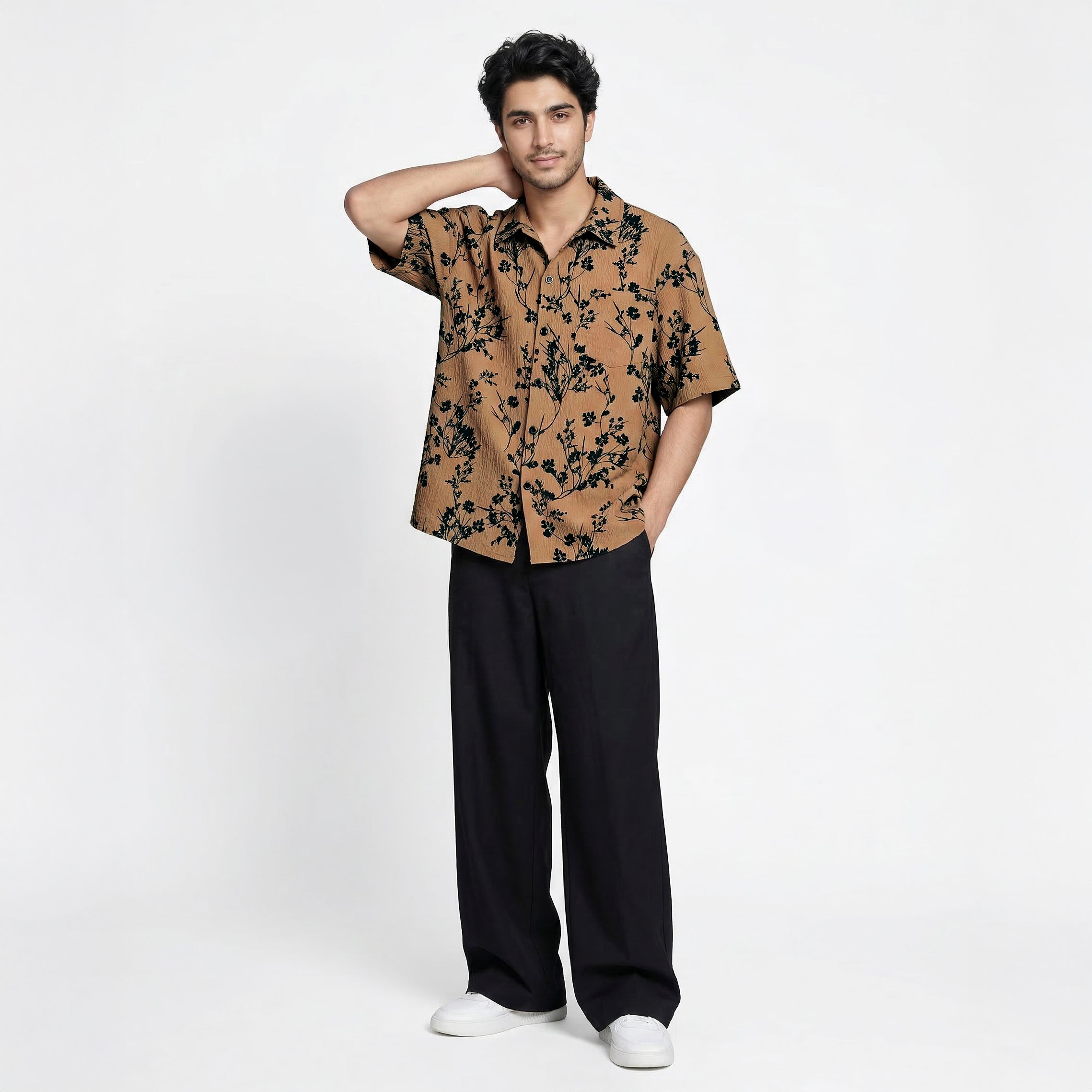 Midnight Petals Half Sleeve Shirt