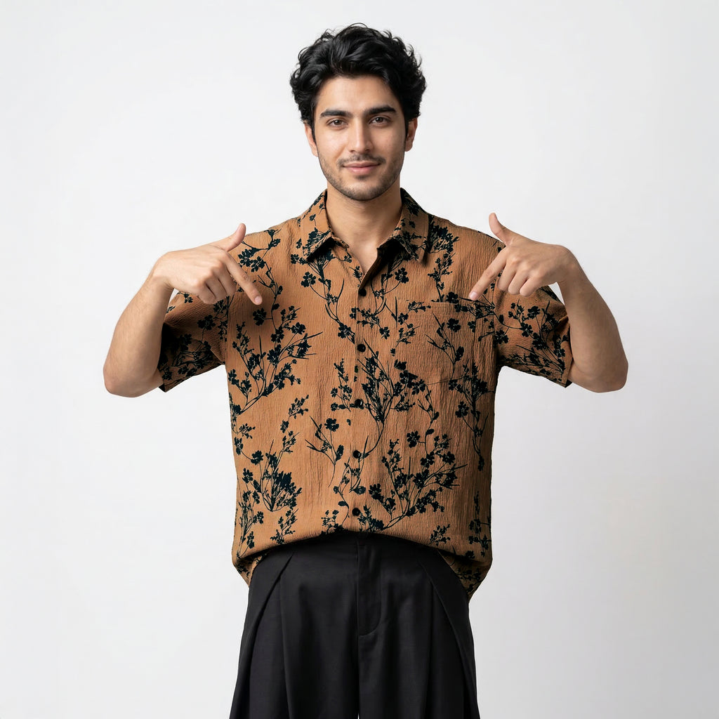 Midnight Petals Half Sleeve Shirt