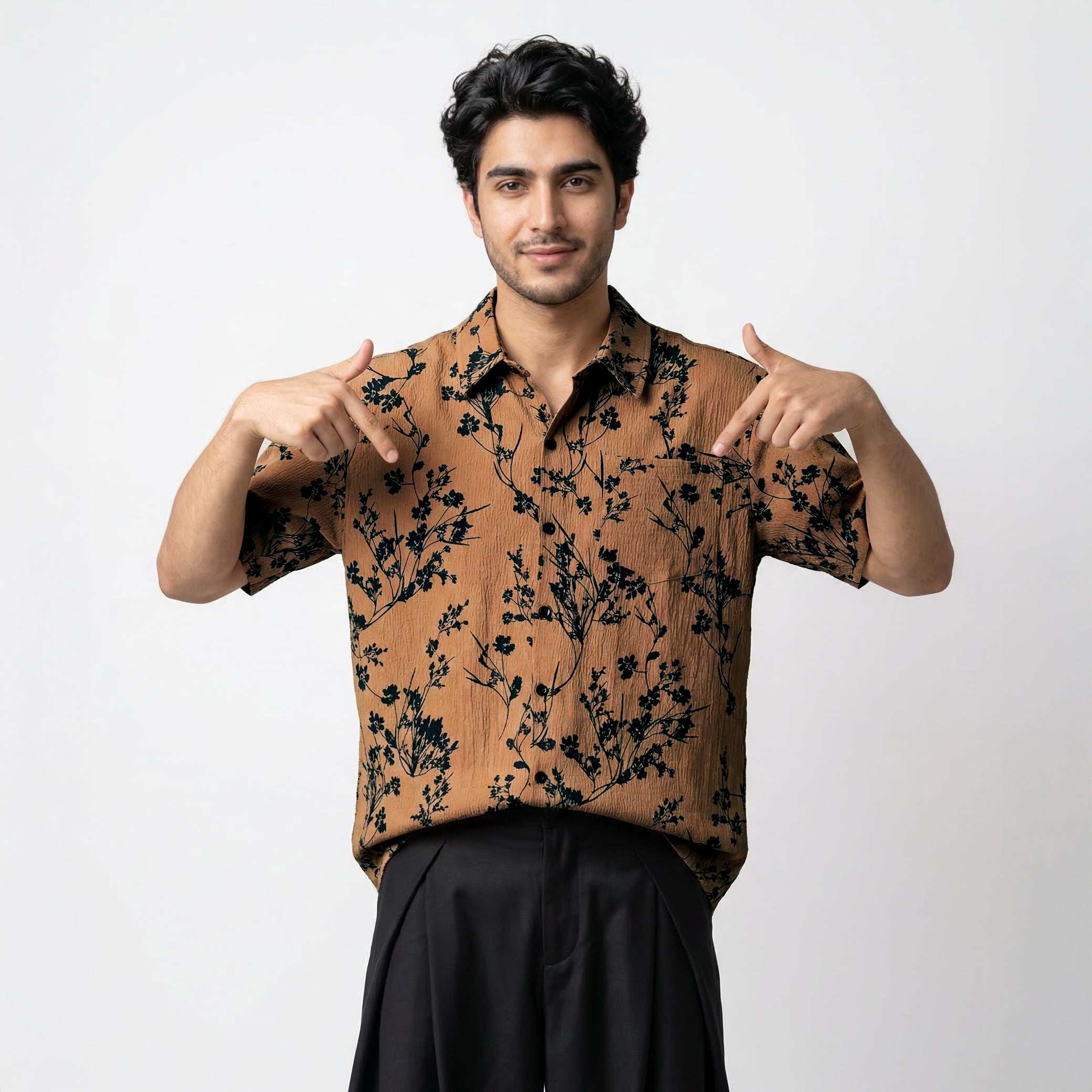 Midnight Petals Half Sleeve Shirt