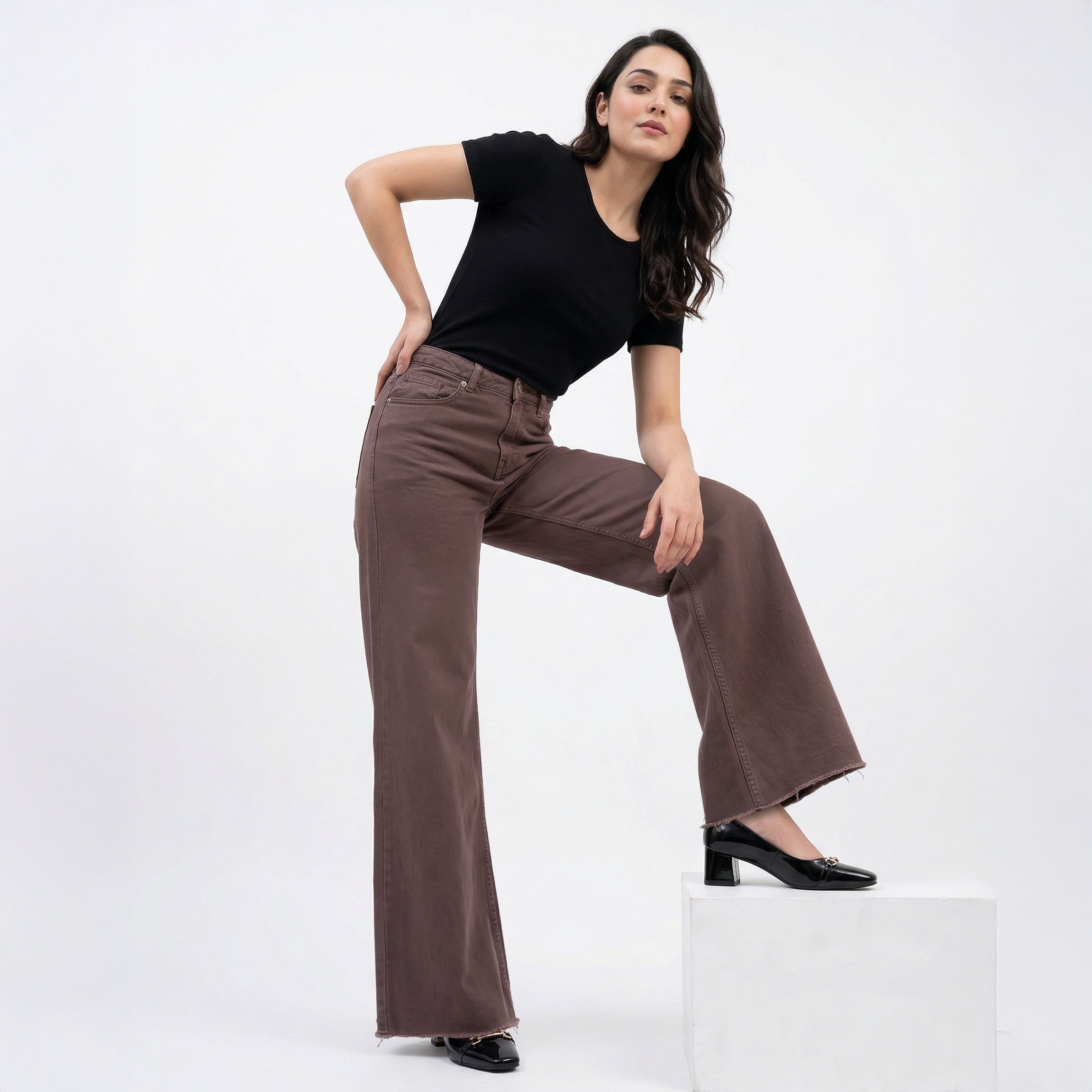 Elora Wide Leg Jeans– Cocoa Brown