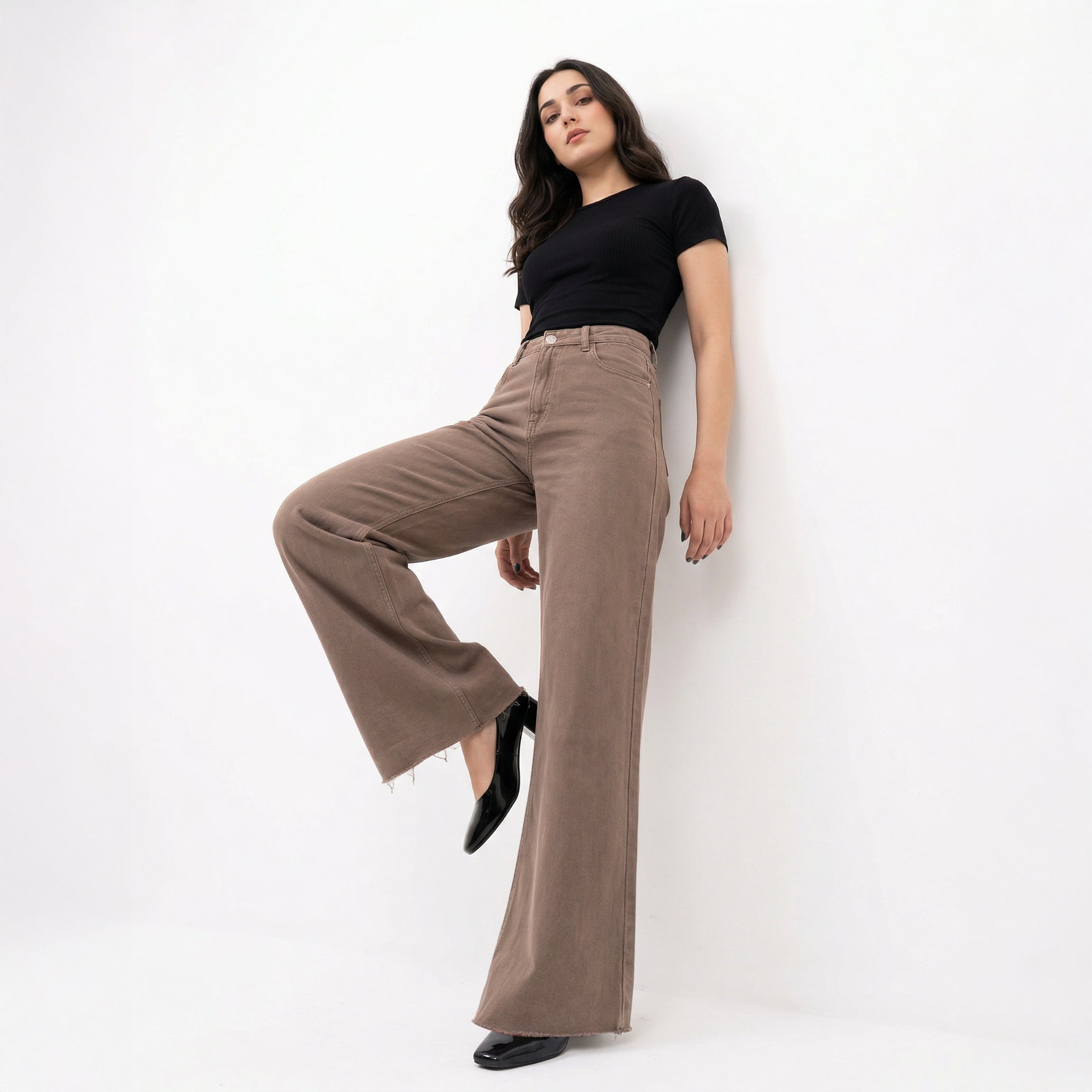 Elora Wide Leg Jeans– Soft Sand Beige