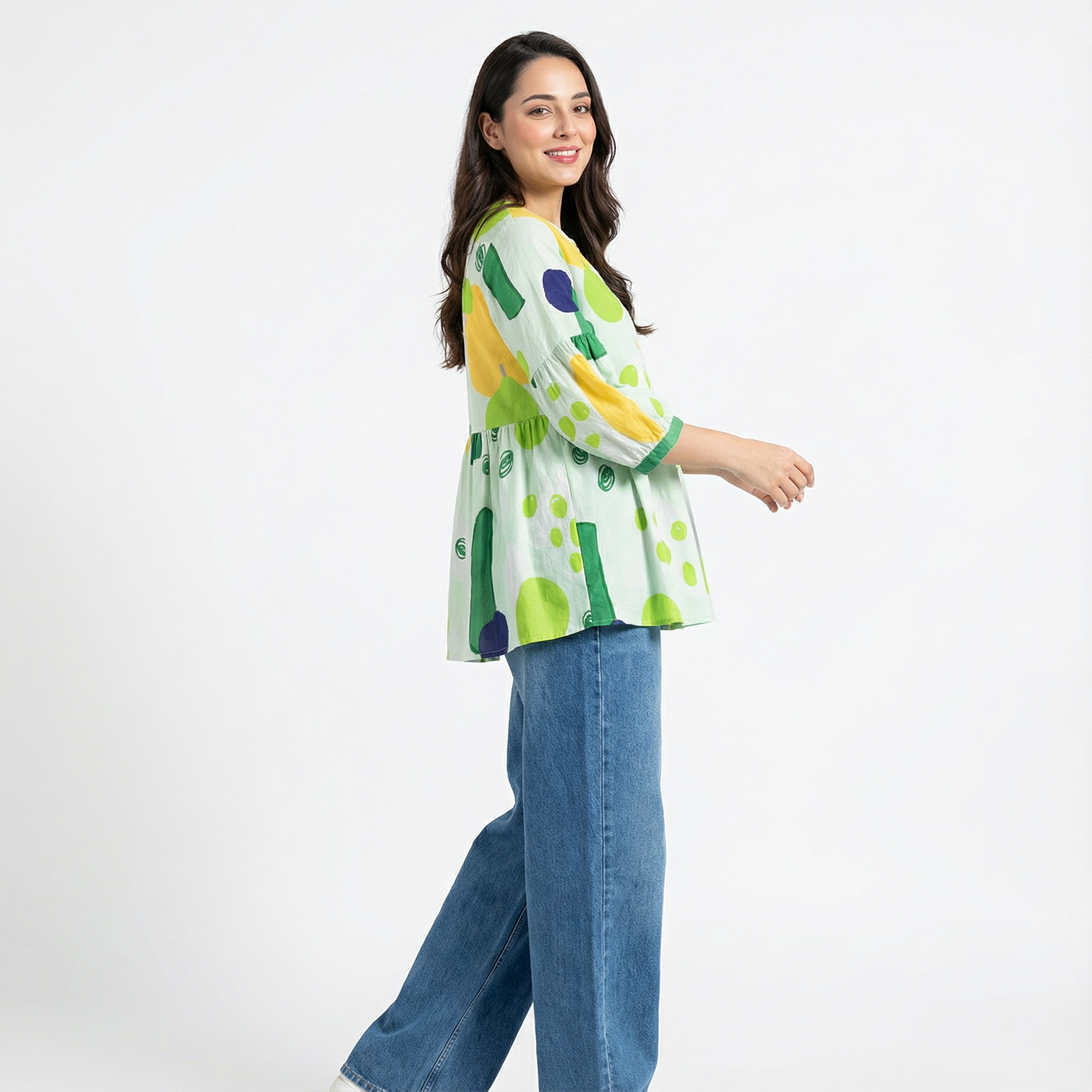 Ladies Printed Round-Neck Tunic Top