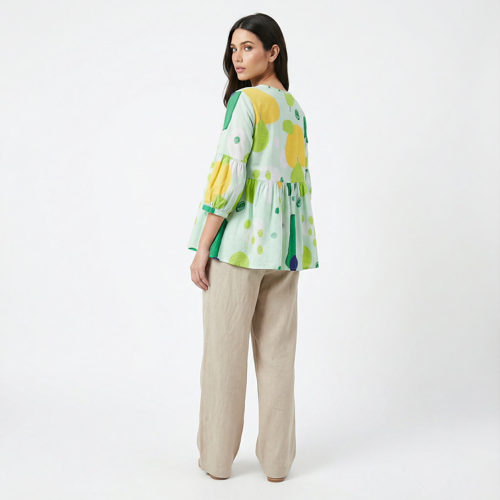 Ladies Printed Round-Neck Tunic Top