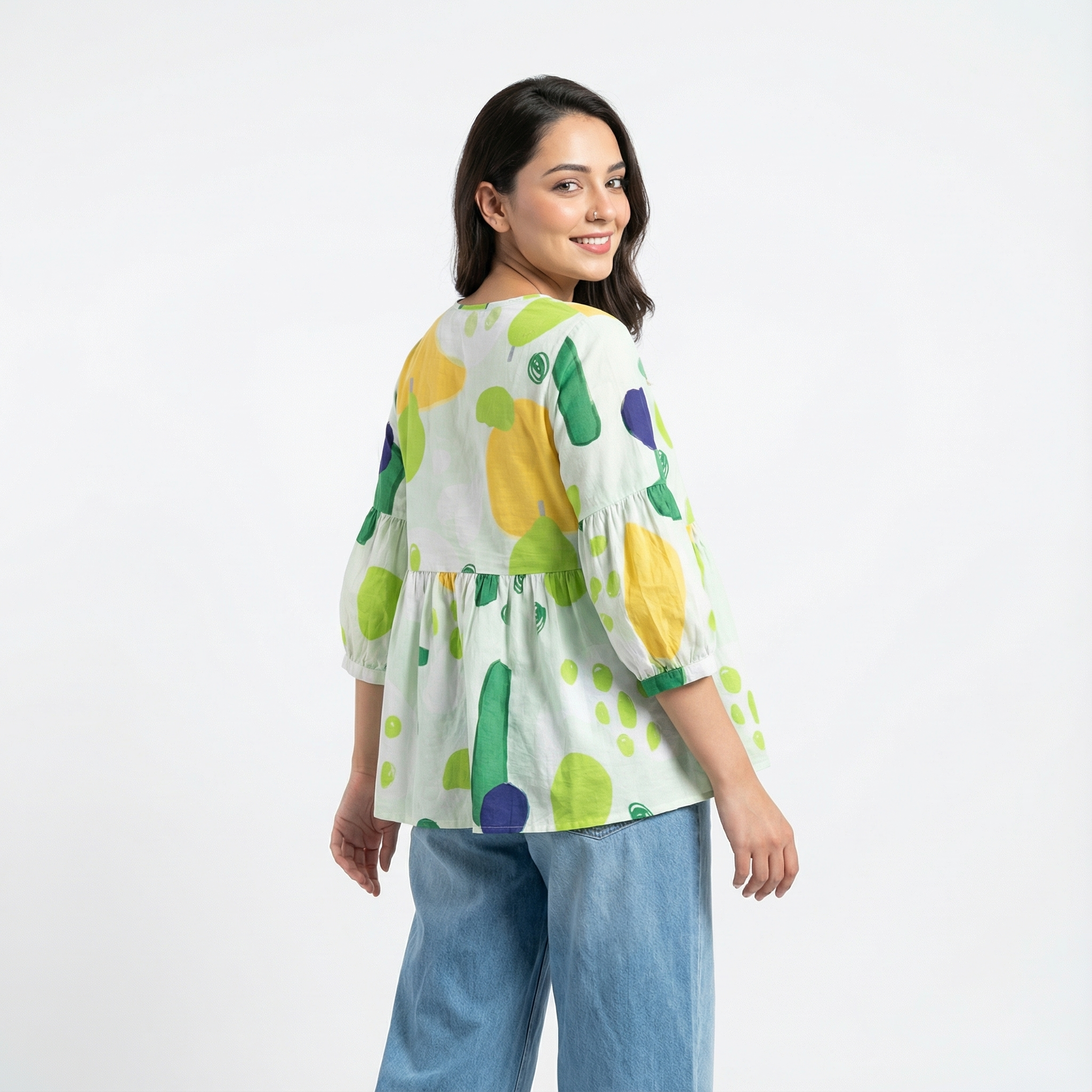 Ladies Printed Round-Neck Tunic Top