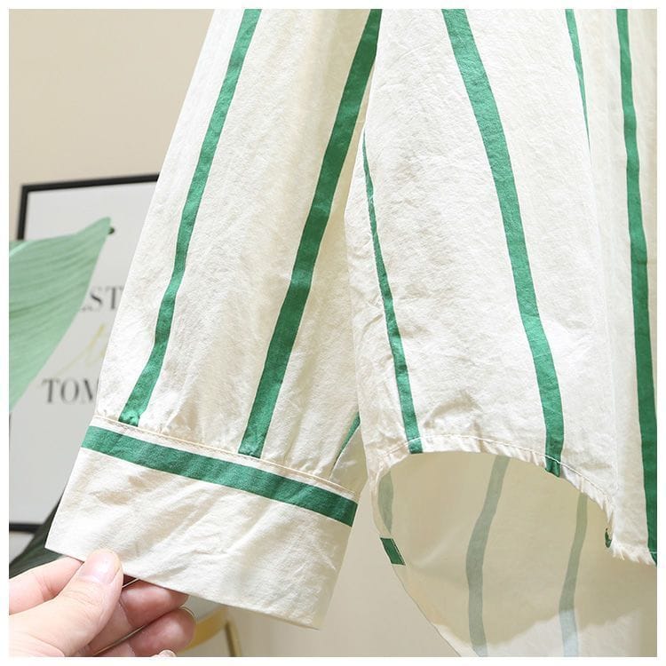 Ladies Striped Loose-Fit Long Shirt