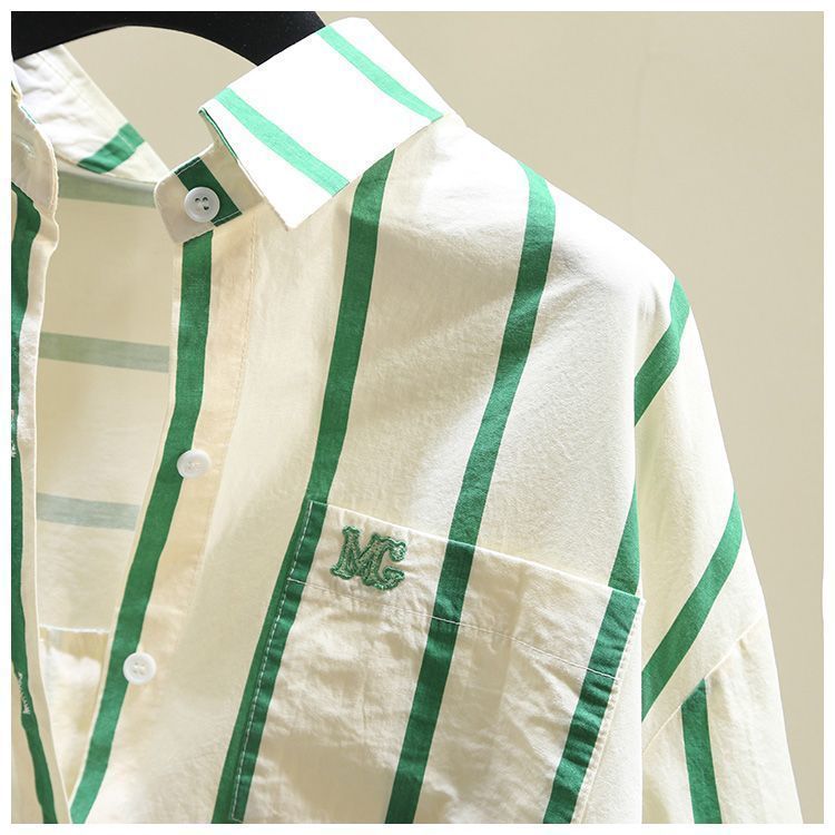 Ladies Striped Loose-Fit Long Shirt