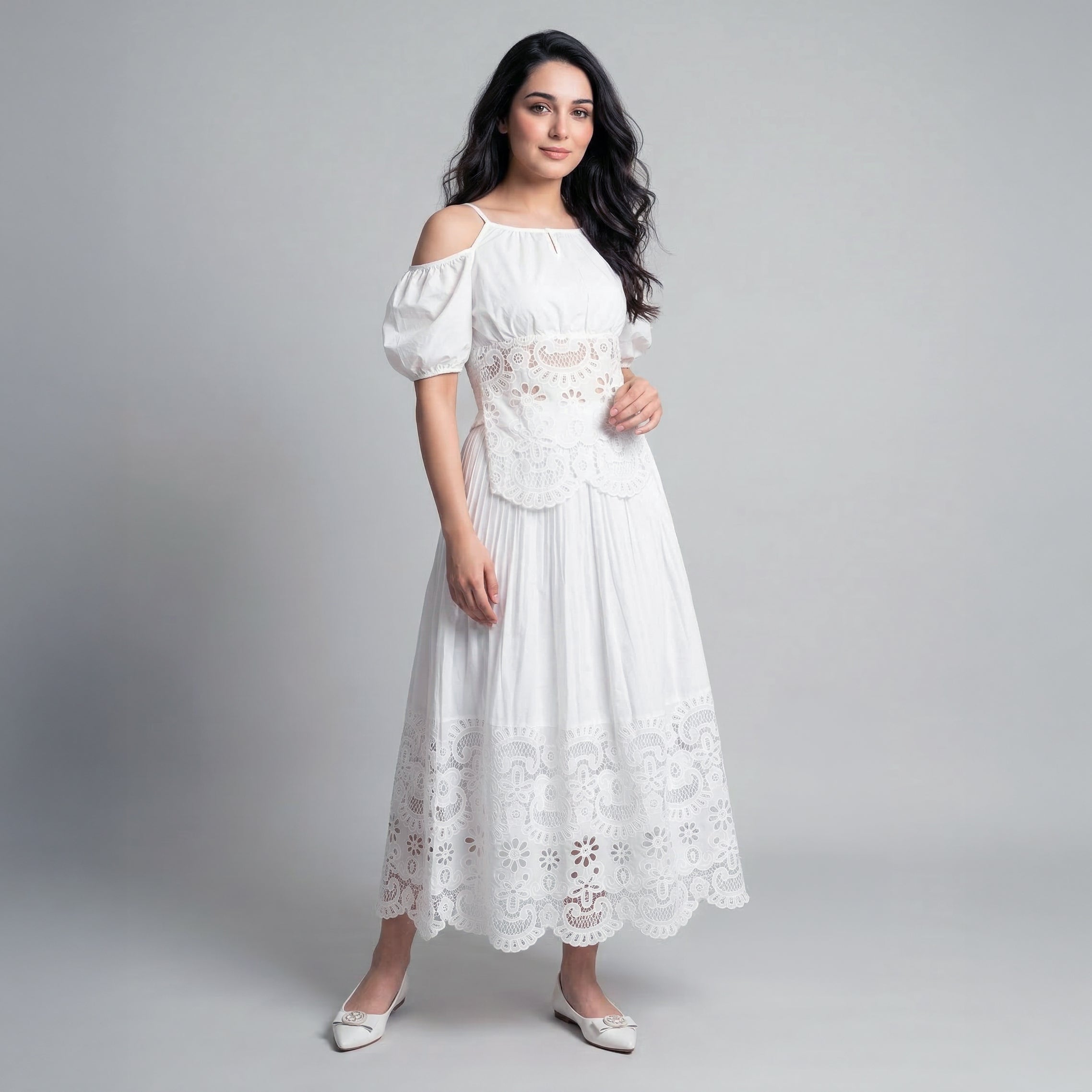 Ladies Lace Layered Maxi Dress Set