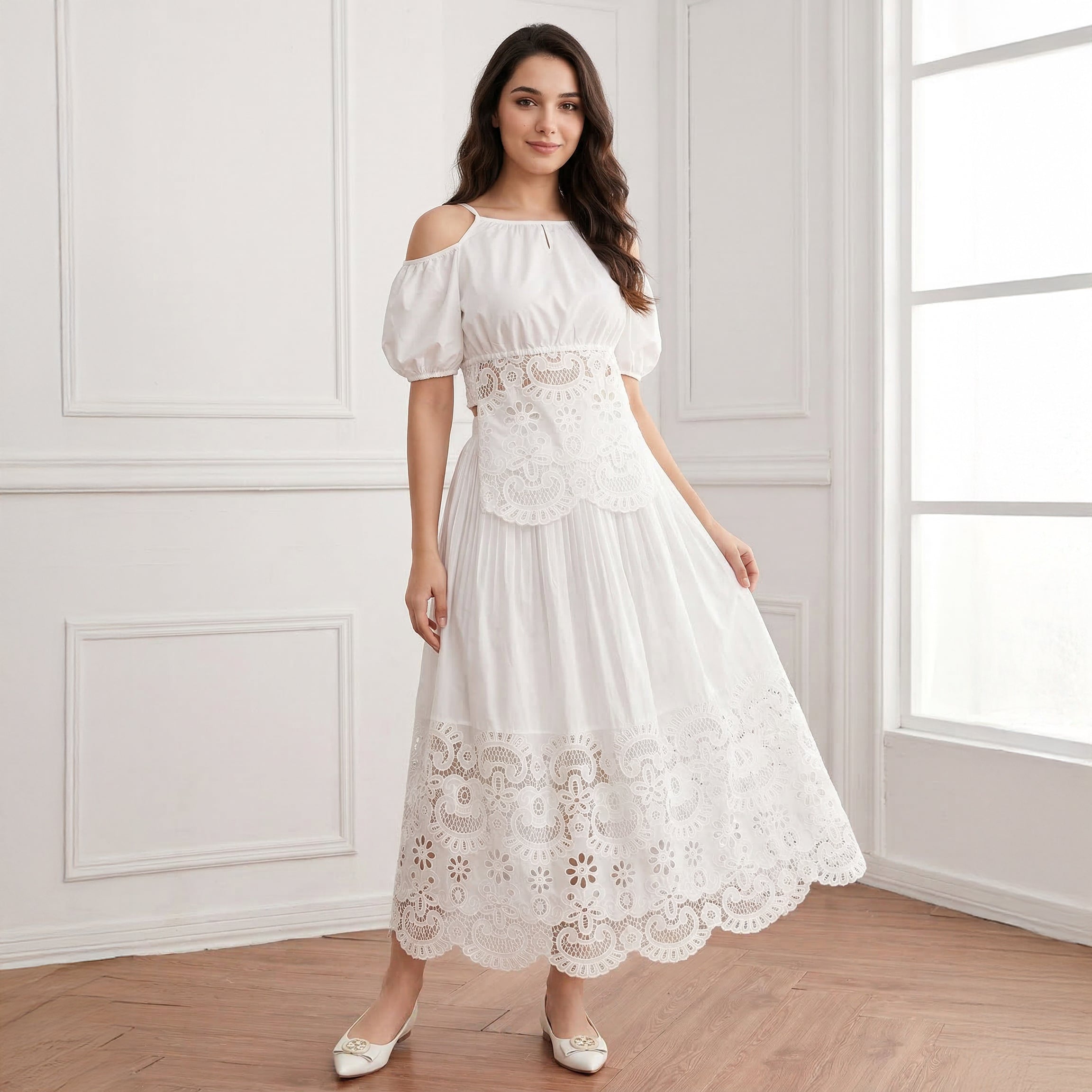 Ladies Lace Layered Maxi Dress Set