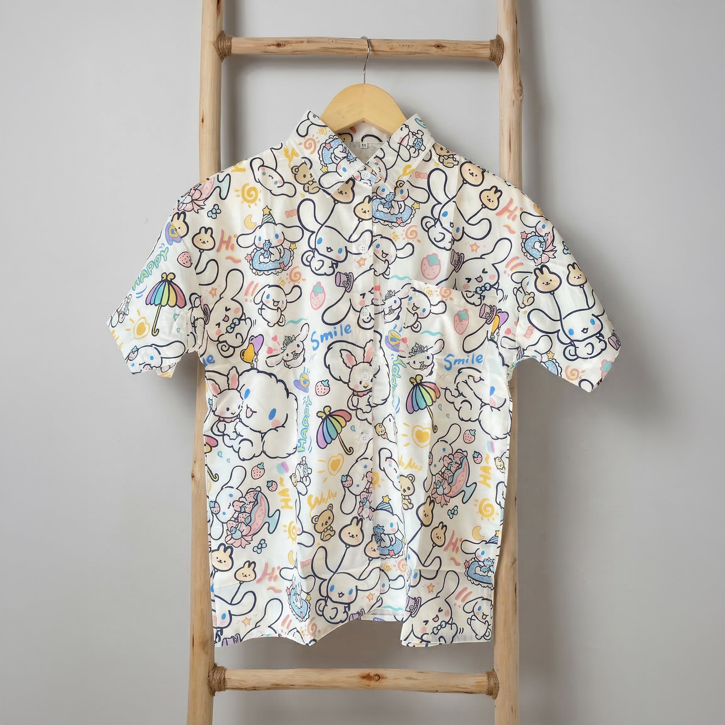 Kawaii Anime Cartoon Print Korean Style Short Sleeve Shirt