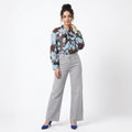 Printed Blue Chiffon Lightweight Summer Shirt