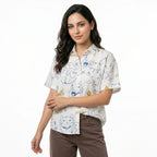 Korean Style Cute Kitten Print Casual Short Sleeve Shirt