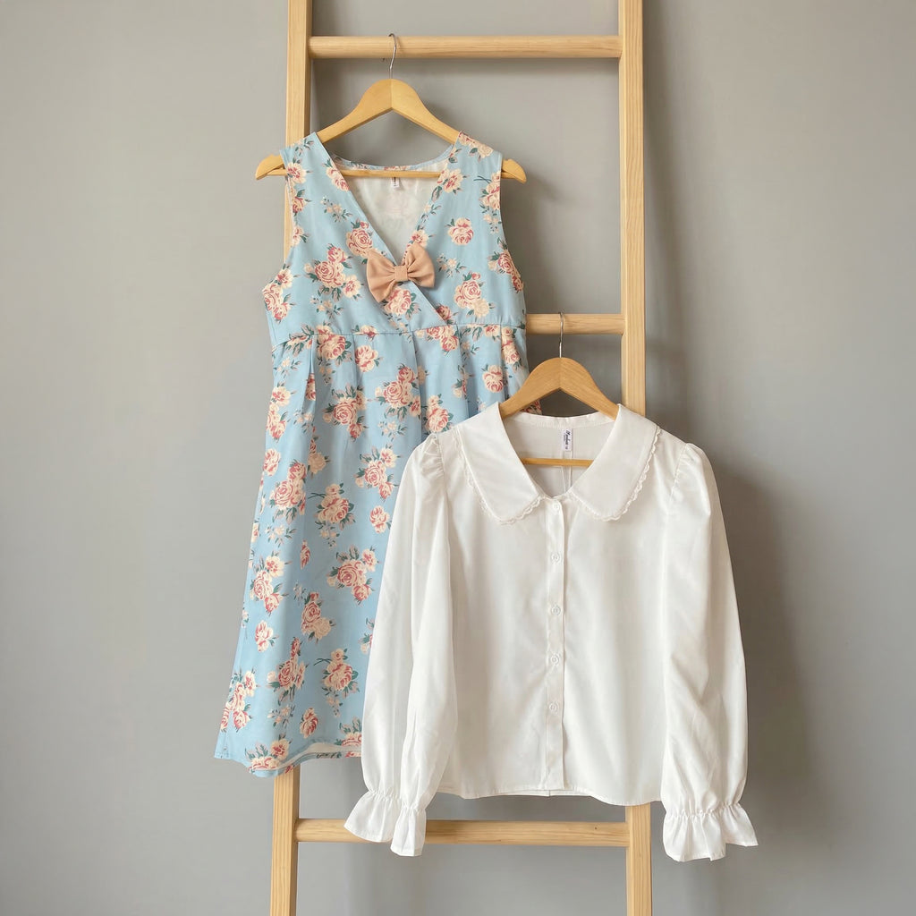 Ladies Floral Layered Midi Dress Set