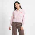 Korean Style Pink Striped Casual short Shirt