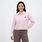 Korean Style Pink Striped Casual short Shirt