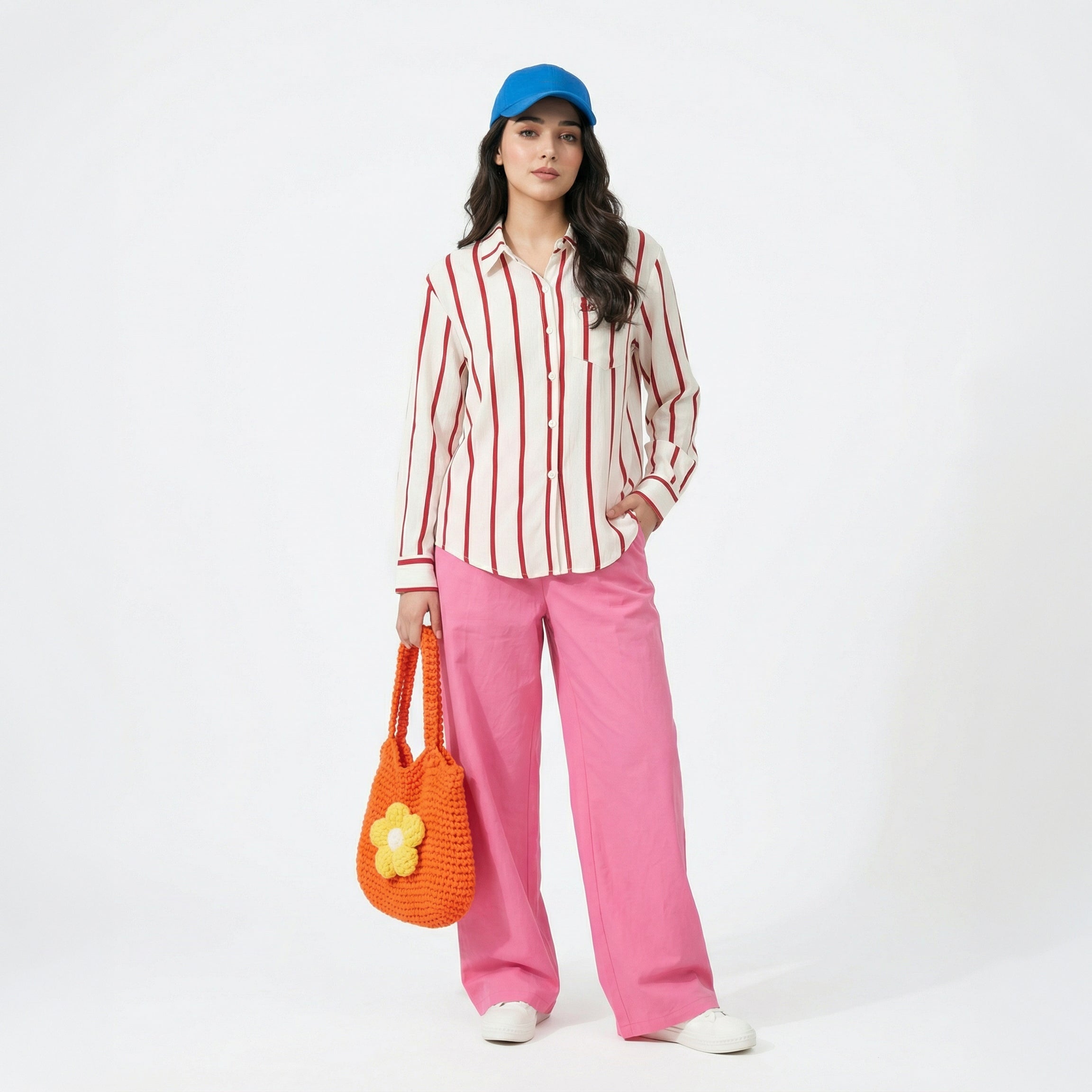 Ladies Striped Loose-Fit Long Shirt