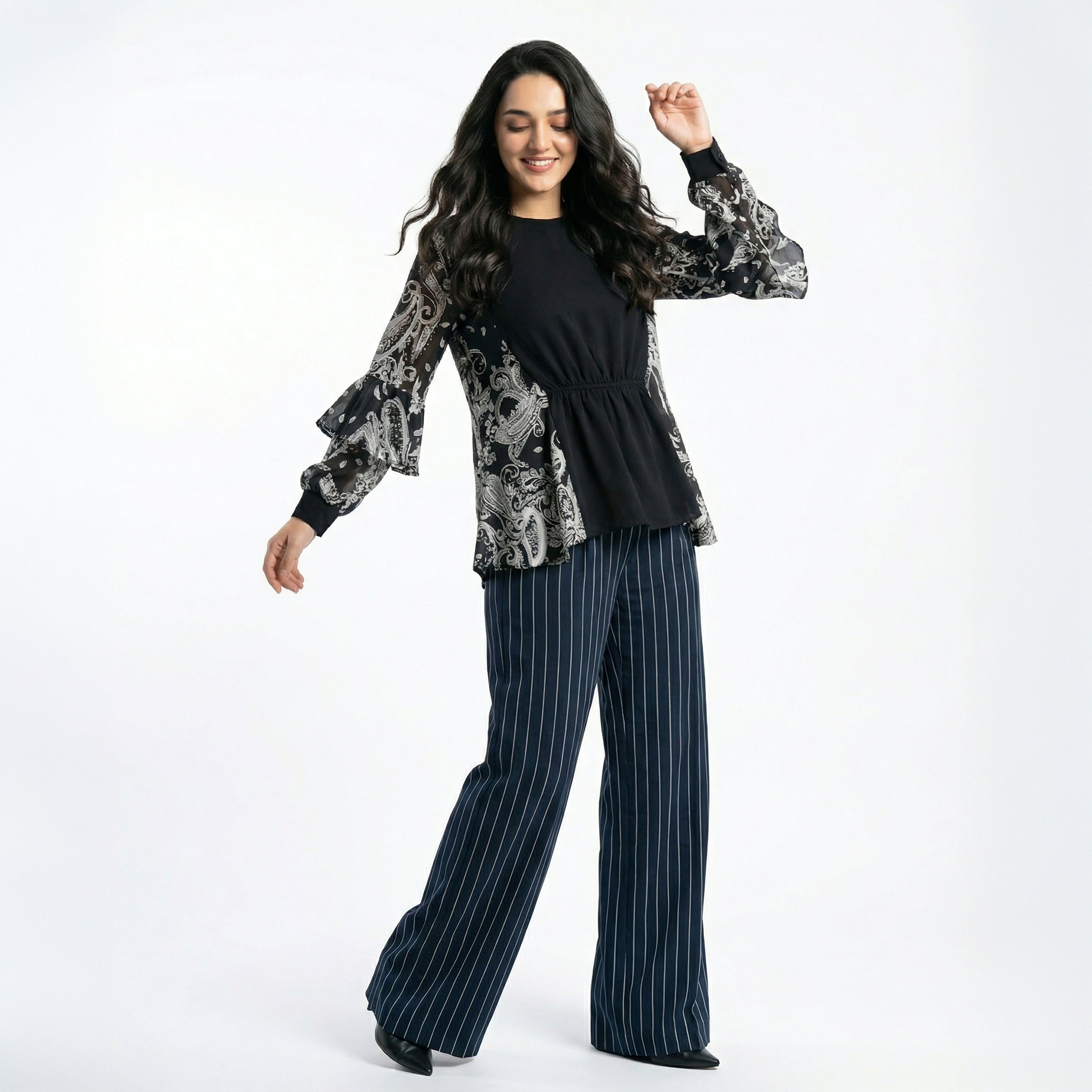 Ladies Printed Sleeve Tunic Top