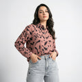 Ladies Abstract Print Long Sleeve Shirt