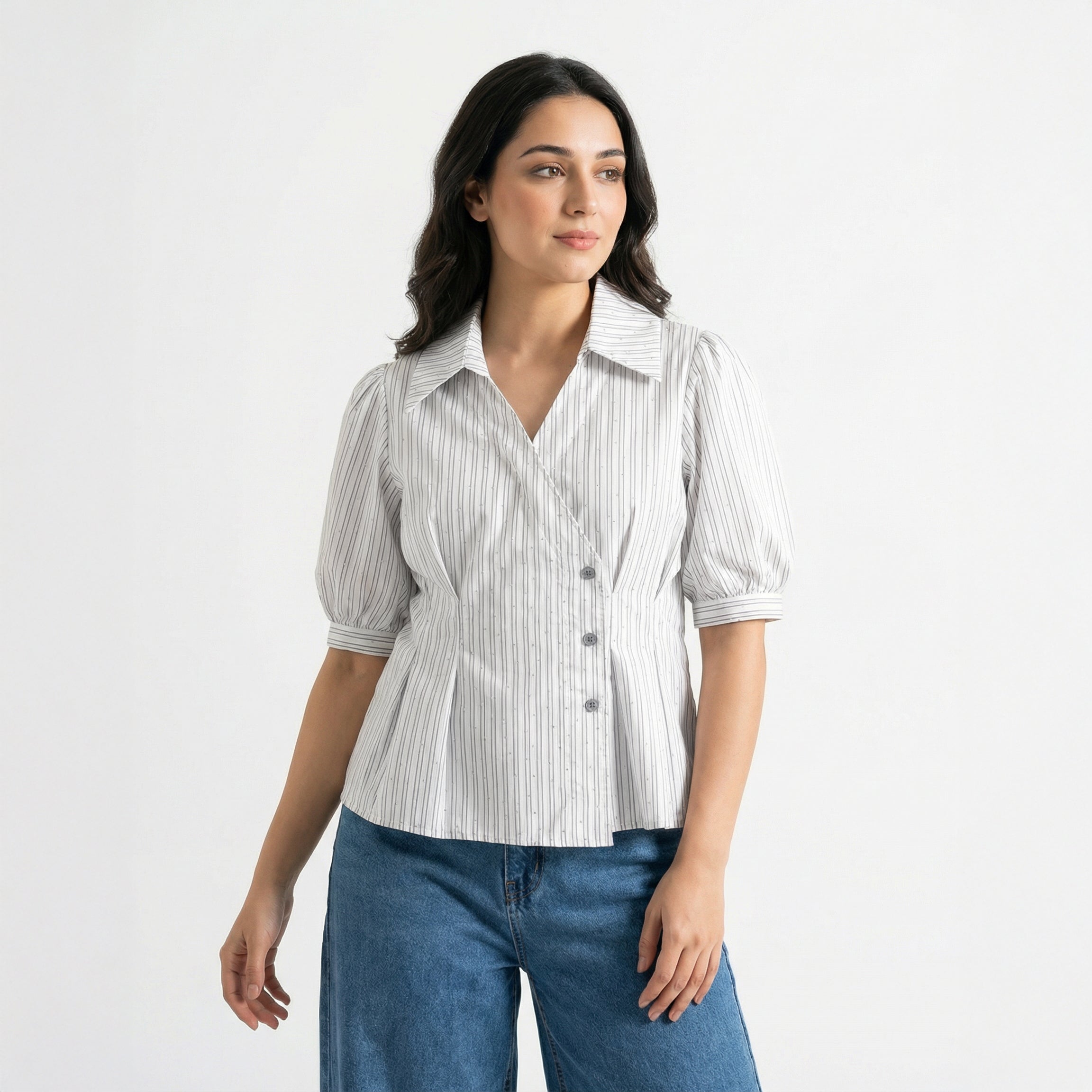 Ladies Striped French-Style Shirt