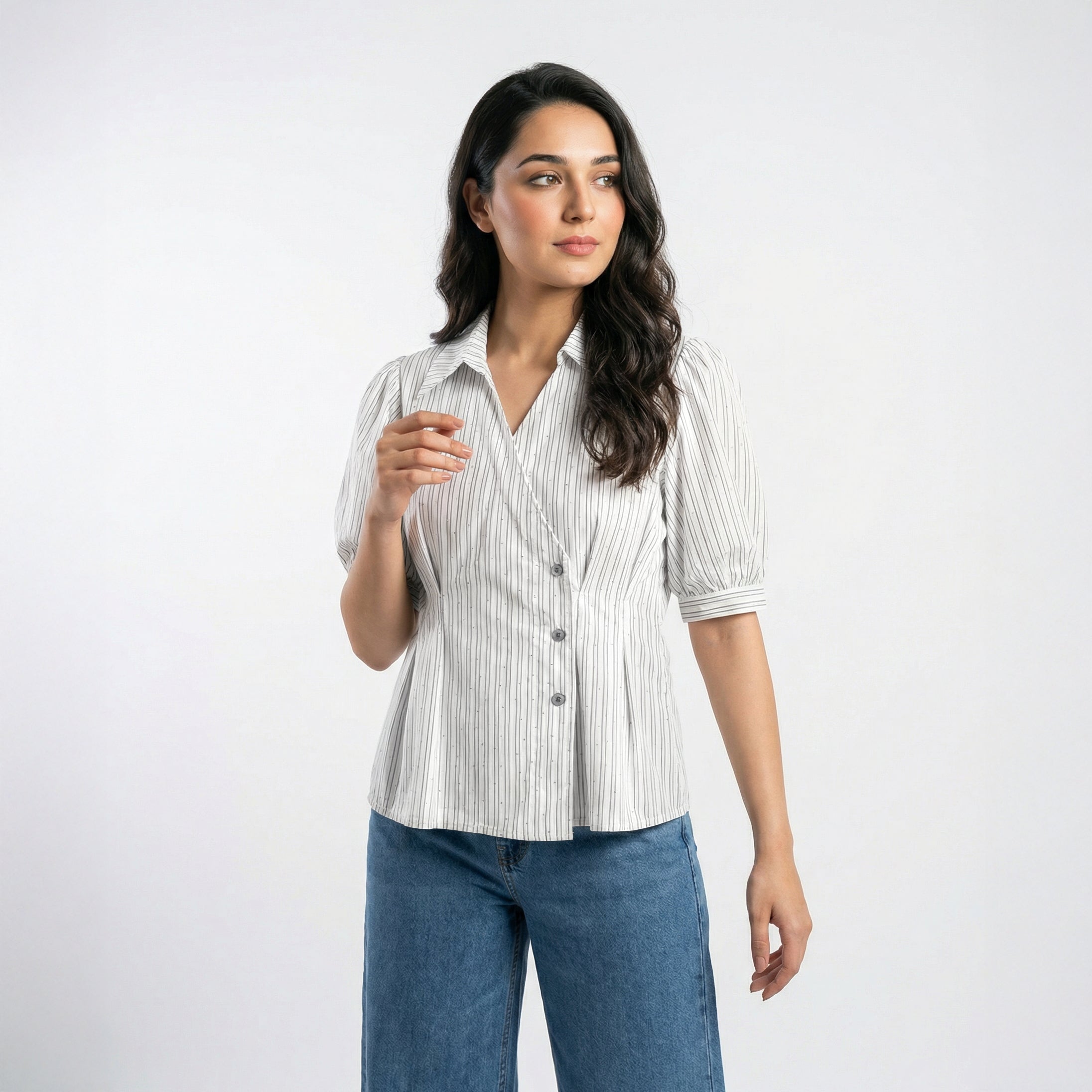 Ladies Striped French-Style Shirt