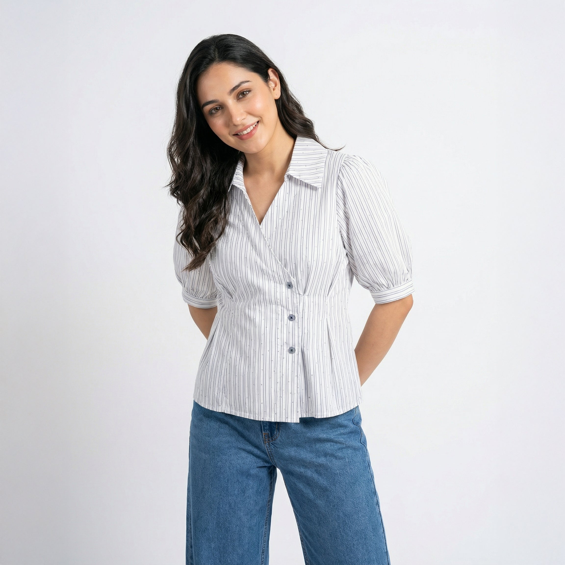 Ladies Striped French-Style Shirt