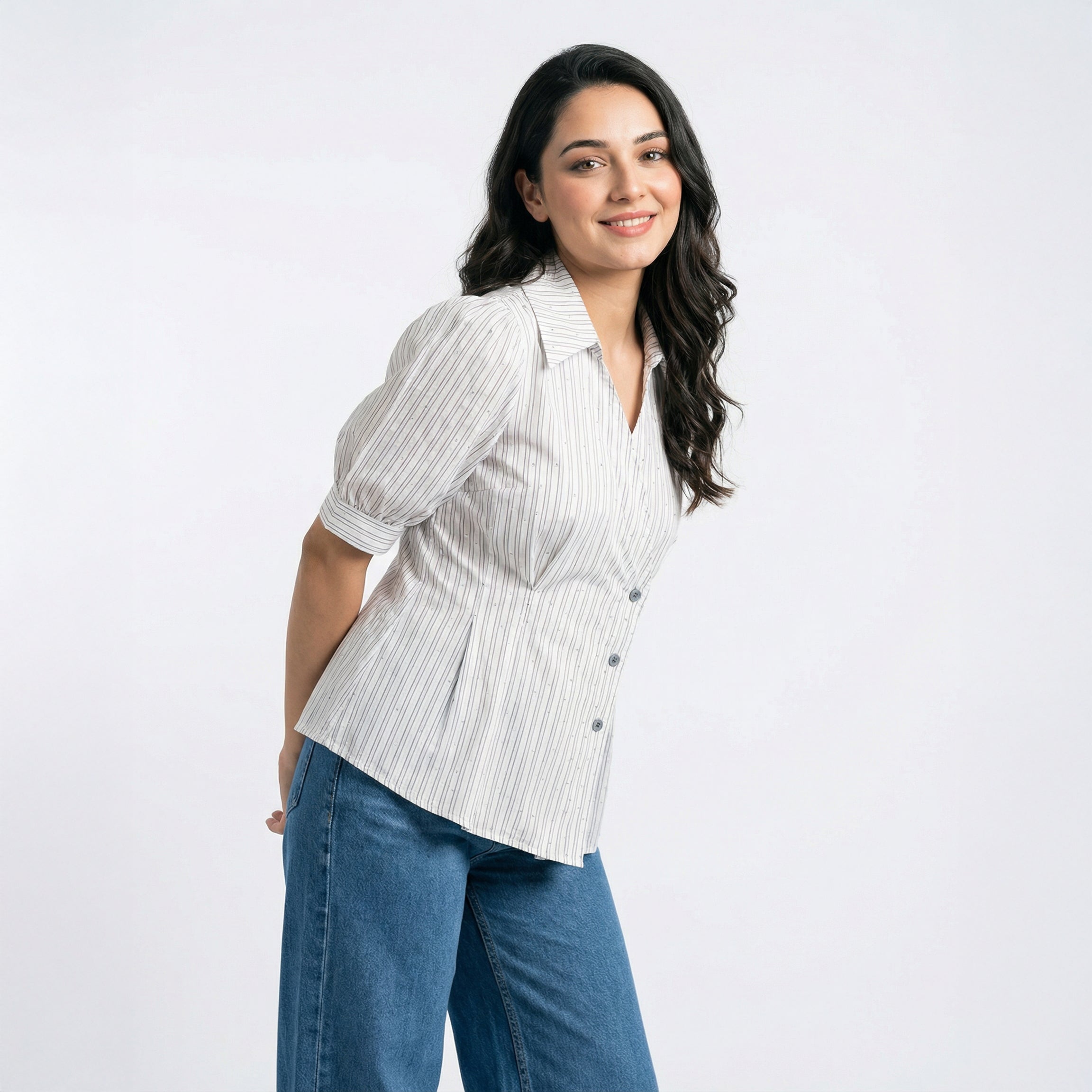 Ladies Striped French-Style Shirt