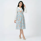 Ladies Floral Layered Midi Dress Set
