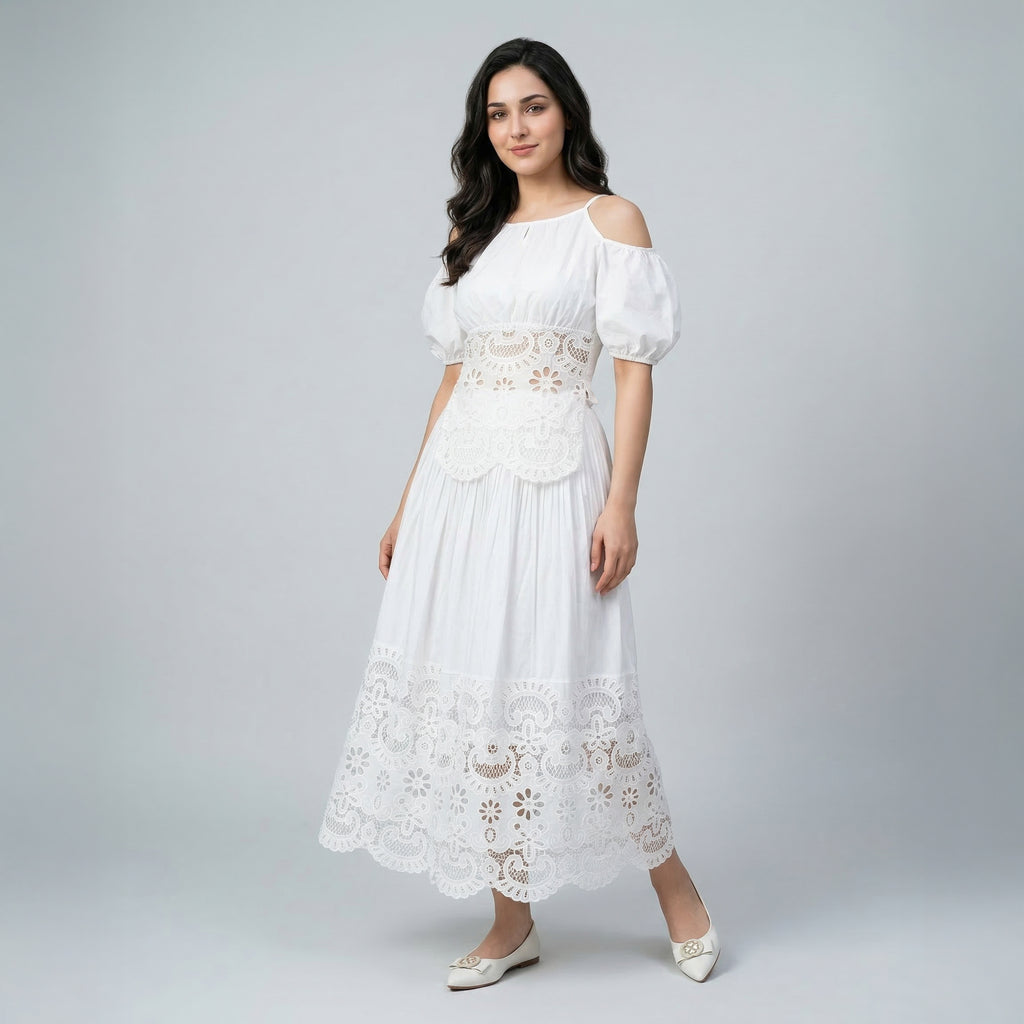 Ladies Lace Layered Maxi Dress Set